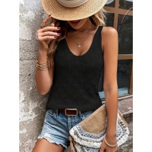 Arben Boutique Kadın Baklava Desen Detaylı Kalın Askılı Triko Bluz