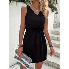 Ag Shoppings Kadın V Yakalı Belinde Gipe Detay Krep Elbise