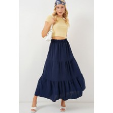 Gökyüzü Moda Ayrobin Uzun Etek 8048 - Lacivert