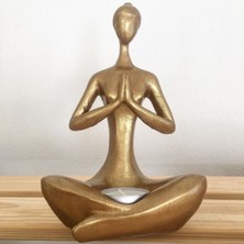 Yoga Yapan Kadın Figürlü Antik Altın Küçük Biblo, Şık Dekorasyon Ürünü
