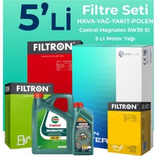 Filtron Fiat Linea 1.6 Dizel Filtre Bakım Seti Castrol Motor Yağlı (2009-2017) 5 Li