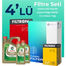 Filtron Volvo V40 1.5 Benzin Filtre Bakım Seti Castrol Motor Yağlı (2015-2019) 4 Lü