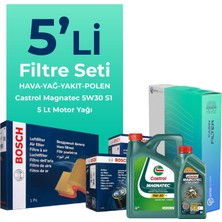 BOSCH Alfa Giulietta 1.6 Dizel 105 HP Filtre Bakım Seti Castrol Motor Yağlı (2010-2015) 5 Li