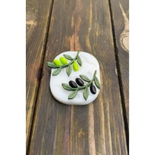 Beyaz Ikili Silikon Mum Kalıbı, Zeytin Dalı Tasarımı
