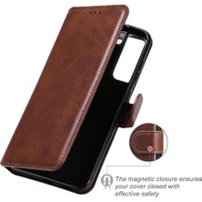 Mellow Boutique Samsung Galaxy S21 Fe Basit Iş Pu Deri Manyetik Kapaklı Cüzdan Telefon Kılıfı Kart Tutuculu Koruma Kılıfı (Yurt Dışından)