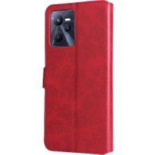 Mellow Boutique Realme C35 Basit Iş Pu Deri Manyetik Kapaklı Cüzdan Telefon Kılıfı Kart Tutuculu Koruma Kılıfı (Yurt Dışından)