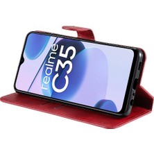 Mellow Boutique Realme C35 Basit Iş Pu Deri Manyetik Kapaklı Cüzdan Telefon Kılıfı Kart Tutuculu Koruma Kılıfı (Yurt Dışından)