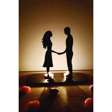 Rose 2'li Modern Dekoratif Siyah Mumluk Şamdan Söz-Nişan Tealight Mum