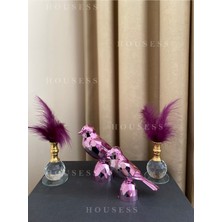 2'li Kuş Biblo Süs Polyester Döküm ve 2'li Kristal Tüylük