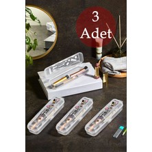 3 Adet Makyaj Fırçası - Çanta Içi Fırçalık Makyaj Malzemesi Düzenleyici Saklama Kabı