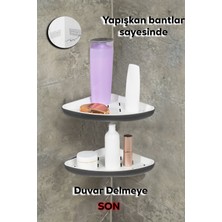 2li Yapışkanlı Banyo Köşeliği Rafı-Banyo Düzenleyici Askılığı-Duvar Duş Rafı Banyo Köşe Şampuanlık