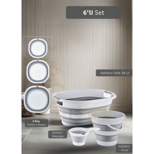 6'lı Banyo Seti Katlanır Sele Katlanır Badya Katlanır Kova Katlanır Maşrapa Bpa Free