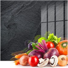 Cam Kesme Tahtası ve Sunumluk Siyah Taş Desenli 30CM x 40CM