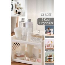 3 Adet Venedik Katlı Raf Makyaj Malzemesi Parfüm Standı - Takı Kutusu