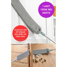 Mikrofiber Başlıklı Pratik Dip Köşe Raf Temizleme Mopu Sihirli Toz Alma Fırçası (Yedek Bez Ile)