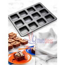 12'li Yanmaz Yapışmaz Kare Muffin & Cupcake Kalıbı 35CM x 27 cm