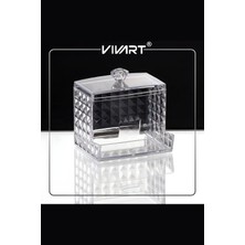 Özel Tasarım Kapaklı Kristal Pamuklu Çubuk Organizer Kulak Çubuğu