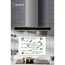 Cam Ocak Arkası Koruyucu | Beyaz Mutfak Kuralları | 40CM x 60CM