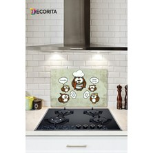 Cam Ocak Arkası Koruyucu | Anne Baykuş | 40CM x 60CM