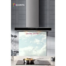 Cam Ocak Arkası Koruyucu | Güzel Düşün Güzel Yaşa Temalı | 52CM x 60CM