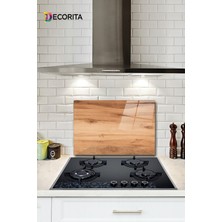 Cam Ocak Arkası Koruyucu | Yeni Ahşap Desen | 40CM x 60CM