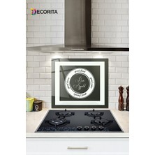Cam Ocak Arkası Koruyucu | Good Food - Siyah Fon | 52CM x 60CM