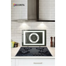 Cam Ocak Arkası Koruyucu | Good Food - Siyah Fon | 40CM x 60CM