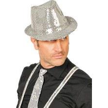 Nessiworld Disko Star Gümüş Payetli Fötr Şapka Yetişkin Boy