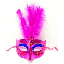 Nessiworld Renkli Tüylü Venedik Parti Maskesi Karışık Renk 12 Adet