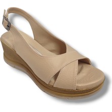 C-Shoes KA06-25 Deri Anatomik Dolgu Topuk Kadın Sandalet