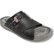 Enova M244-0105 Deri Anatomik Fashion Tokalı Erkek Terlik
