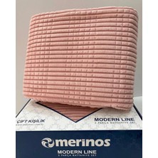 Modern Line 3 Parça Battaniye Seti - Pudra