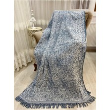 Özlü Home Lüks Pamuklu Koltuk-Çekyat Örtüsü Kot Mavi Çift Taraflı Kaymaz Terletmez 170x220 cm
