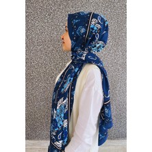 Retro Desenli Kadın Şal Lacivert Estascarf