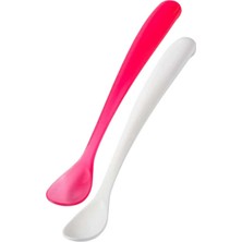 Mamajoo Ergonomik Beslenme Kaşık Seti Pembe & Beyaz, 6 Ay+ İkili - Saklama Kabı Hediyeli