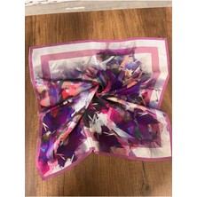 Şifon Saten Fular Desenli Fular Bandana Aksesuar