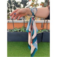 Şifon Saten Fular Bandana Desenli Fular Aksesuar