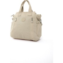 Sanmorris Kadın Büyük Boy 7 Bölmeli Suya Dayanıklı Krinkıl Kumaş El ve Omuz Çantası 3052