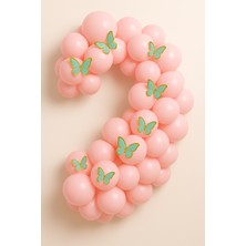10'lu Pembe Parti Balonu ve Kelebek Süs Seti - Parti ve Doğum Günü Dekor Süsü