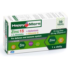 HappyMore Çinko, Selenyum, Histidin ve C Vitamini Içeren 30 Tablet Takviye Edici Gıda