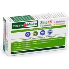 HappyMore Çinko, Selenyum, Histidin ve C Vitamini Içeren 30 Tablet Takviye Edici Gıda