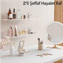 Pleksi 2 Adet Pleksi Hayalet Raf | Banyo Mutfak Düzenleyici Kendinden Yapışkanlı Vidalı Raf - 40 cm