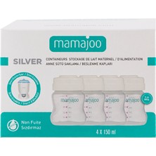 Mamajoo Anne Sütü ve Mama Saklama Seti 4x150 ml | Biberon ve Göğüs Pompası Uyumlu Kapaklı Saklama Kabı