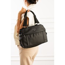 Sanmorris Kadın Saten Kumaş 5 Bölmeli Ayarlanabilir Çapraz Askılı El ve Omuz Çantası 1416