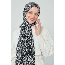 Moda Mevsimi Siyah Beyaz Serisi Desenli Mio Caz Şal Zikzak Desen