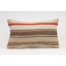 El Yapımı Kilimden Yapılmış Vintage Kırlent Kılıfı, Yün, 30X50 cm