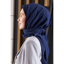 Moda Mevsimi Medine Ipeği Eşarp Açık Lacivert