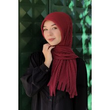 Moda Mevsimi Pratik Piliseli Pamuk Hazır Şal Bordo
