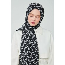 Moda Mevsimi Siyah Beyaz Serisi Desenli Mio Caz Şal Geometrik Desen