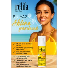 The Relifa Relifa SPF 50 + Güneş Kremi 2'li Set | 15 ml Airless Ambalaj | El Ve Yüz İçin | Çanta Boy